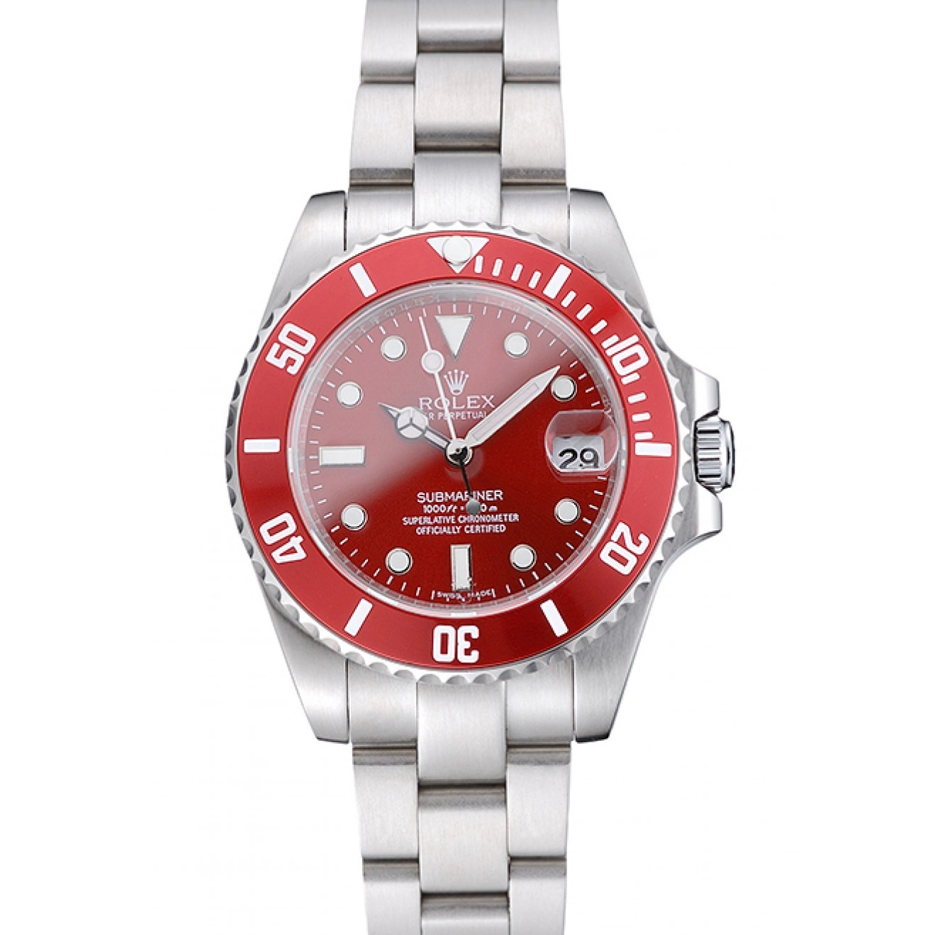 Aaa replica watch Dial Red Submariner Stainless Bracelet 1454154 Steel Rolex 0723